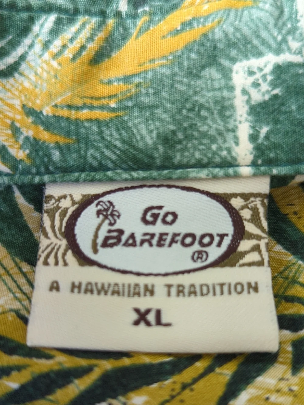 Go Barefoot Hawaiian luau Shirt Green Palm Trees Made in the USA Quality Sx XL